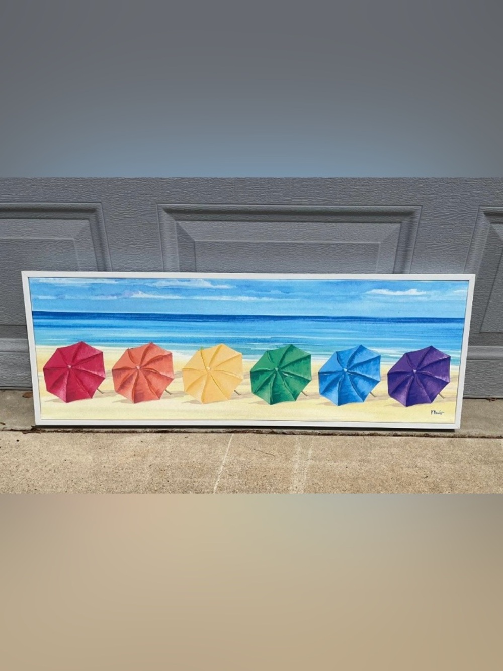 Artist: Paul Brent, Title:
Lined Rainbow Beach
Umbrellas